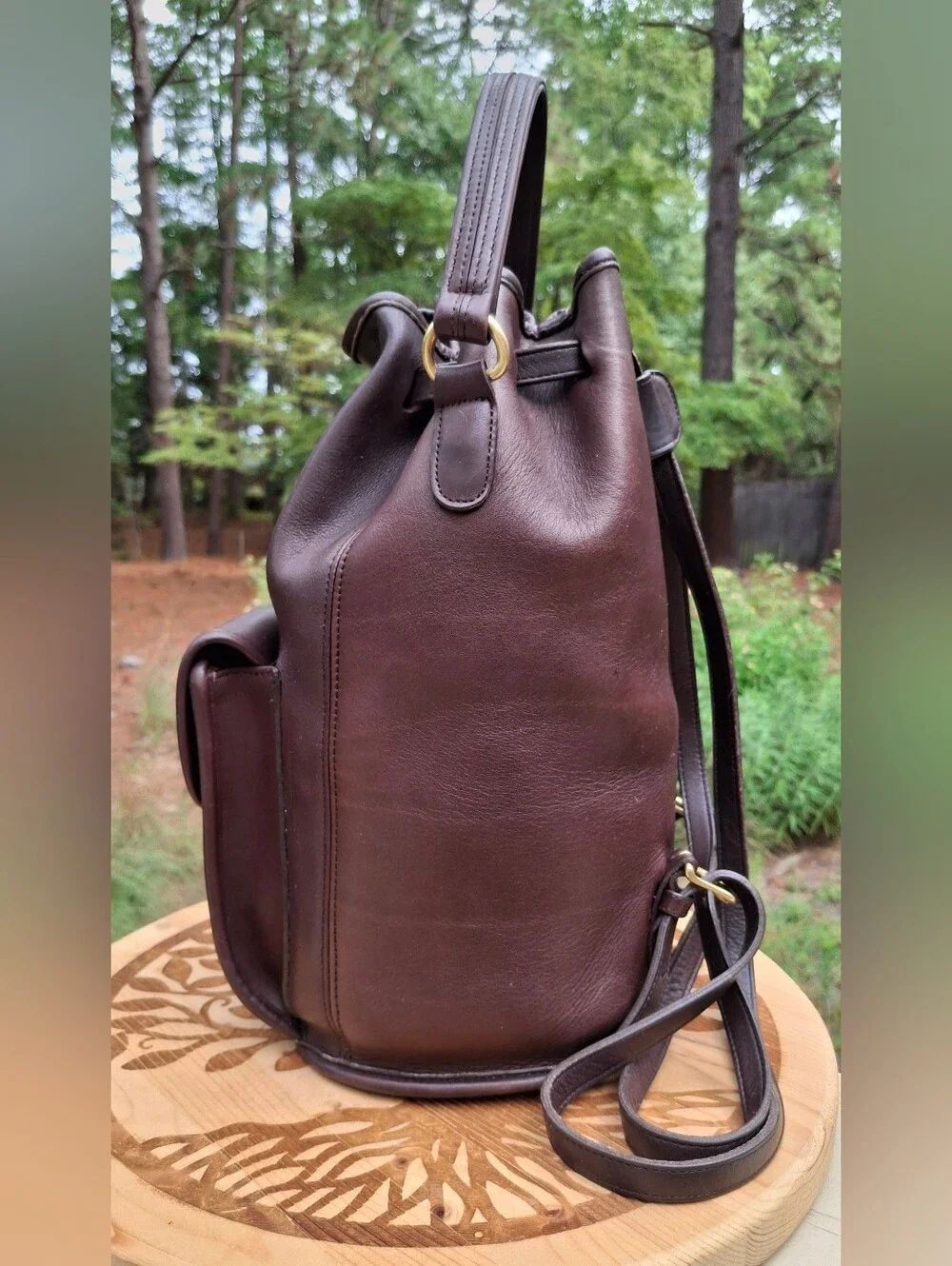 Vintage 1996 Coach Dark Brown Leather Classic Handle Backpack Rucksack #9992